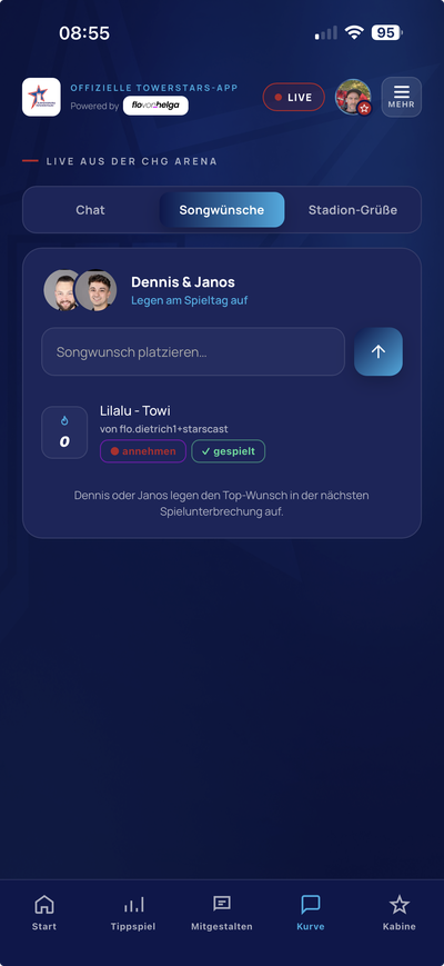 blocken App - Fan-Arena-Kommunikation