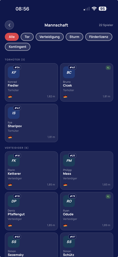 blocken App - Mannschaft
